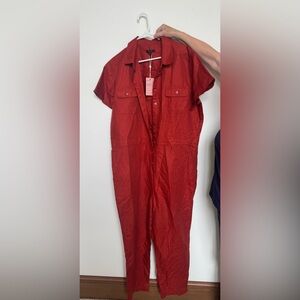 • Quince Rust Twill Coverall Jumpsuit •